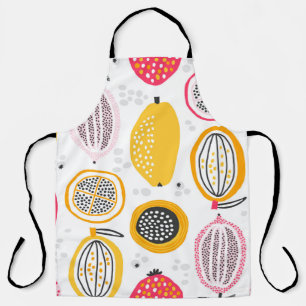 Seamless pattern with hand drawn exotic fruits. Ab Apron