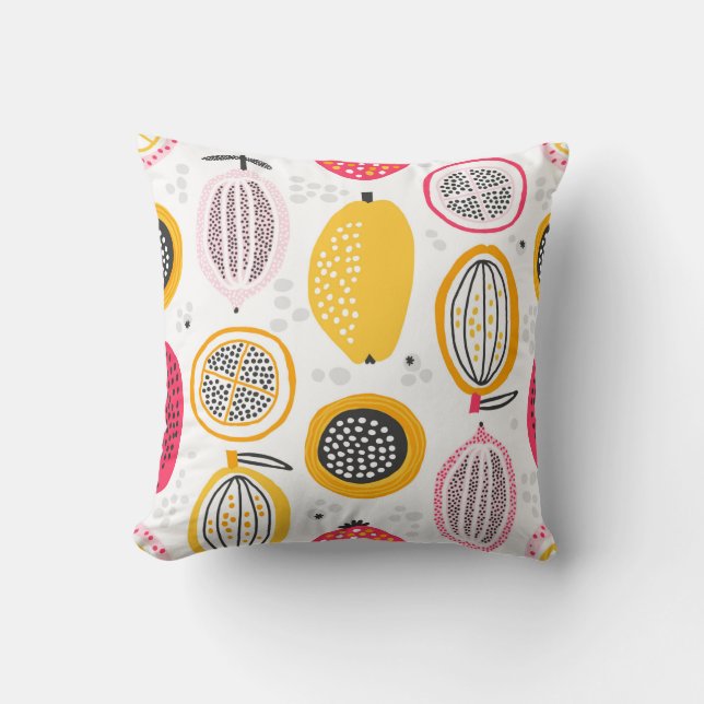 Seamless pattern with hand drawn exotic fruits. Ab Cushion (Front)