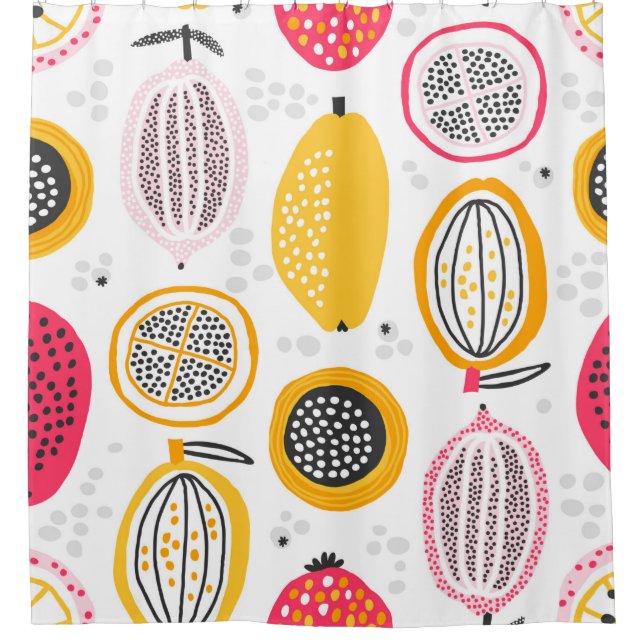 Seamless pattern with hand drawn exotic fruits. Ab Shower Curtain (Front)