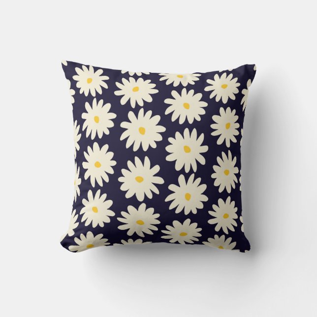 Seamless pattern with hand drawn flowers in cream  cushion (Front)