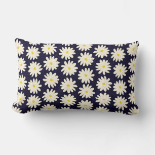 Seamless pattern with hand drawn flowers in cream  lumbar cushion