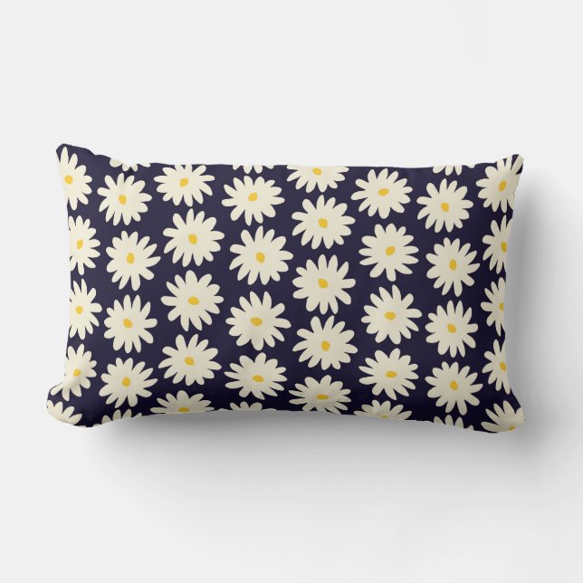 Seamless pattern with hand drawn flowers in cream  lumbar cushion (Front)