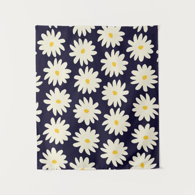 Seamless pattern with hand drawn flowers in cream  tapestry (Front)
