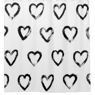 Seamless pattern with hand drawn heart shower curtain