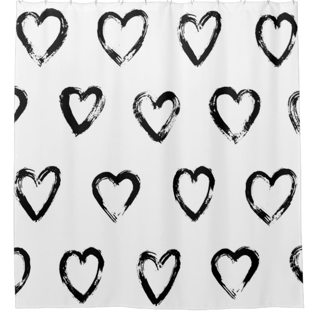 Seamless pattern with hand drawn heart shower curtain (Front)