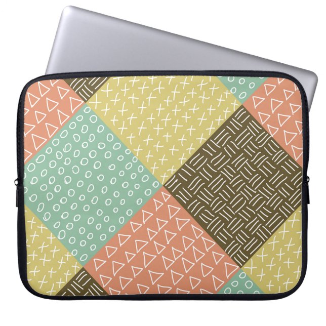  seamless pattern with hand drawn hipster backgrou laptop sleeve (Front)