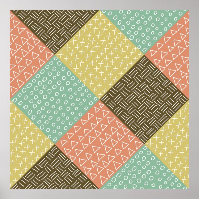  seamless pattern with hand drawn hipster backgrou poster (Front)