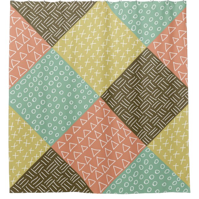  seamless pattern with hand drawn hipster backgrou shower curtain (Front)