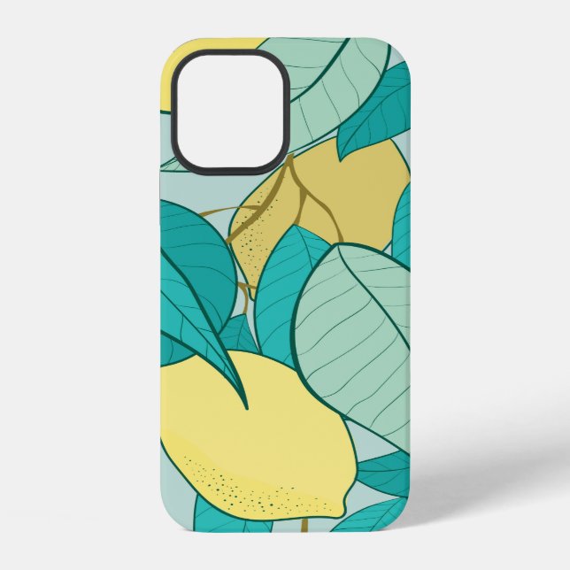 seamless pattern with hand drawn lemon garden iPhone case (Back)
