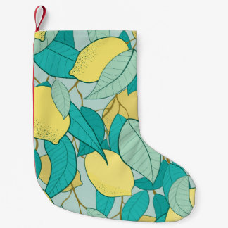seamless pattern with hand drawn lemon garden small christmas stocking