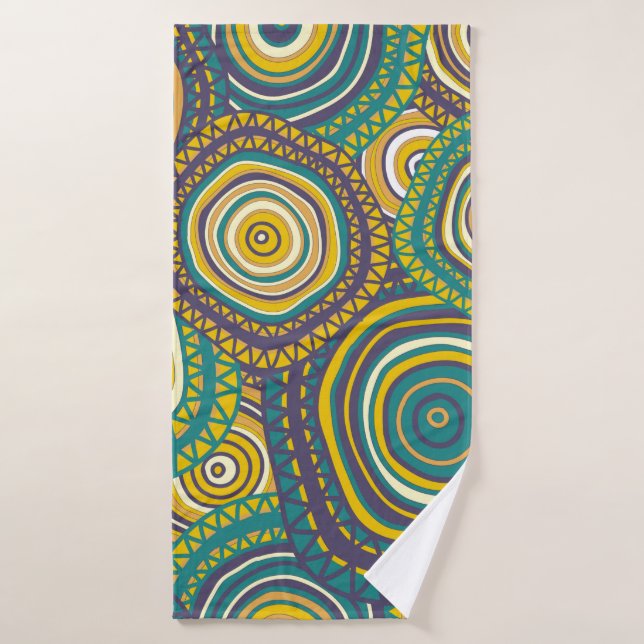 Seamless pattern with hand drawn ornamental circle bath towel (Bath Towel)