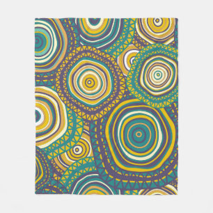Seamless pattern with hand drawn ornamental circle fleece blanket