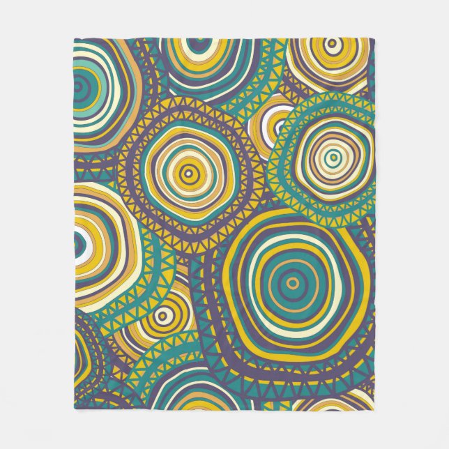 Seamless pattern with hand drawn ornamental circle fleece blanket (Front)