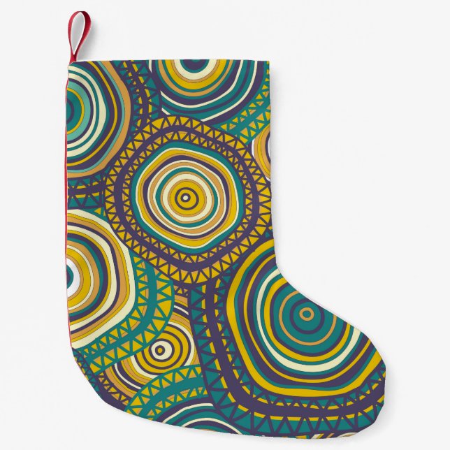 Seamless pattern with hand drawn ornamental circle small christmas stocking (Front)
