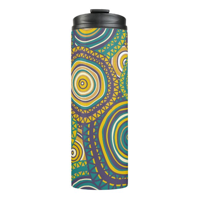Seamless pattern with hand drawn ornamental circle thermal tumbler (Front)