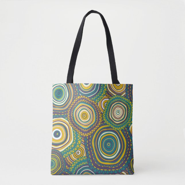 Seamless pattern with hand drawn ornamental circle tote bag (Front)
