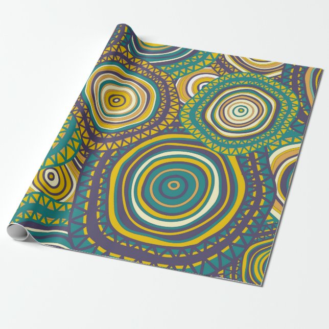 Seamless pattern with hand drawn ornamental circle wrapping paper (Unrolled)