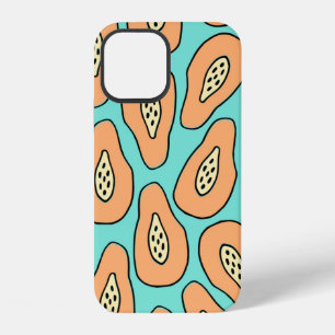 Seamless pattern with hand drawn papayas. iPhone 12 case