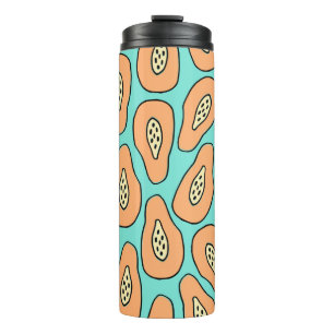 Seamless pattern with hand drawn papayas. thermal tumbler