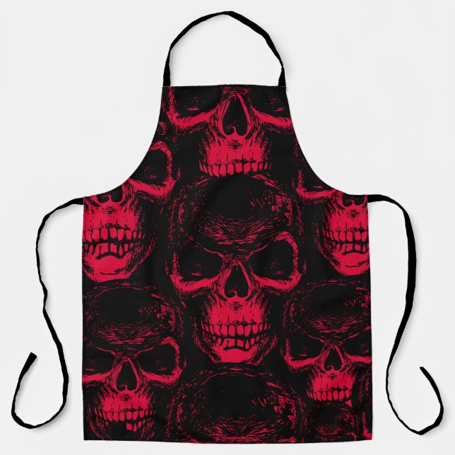 Seamless pattern with hand-drawn sinister human sk apron (Front)