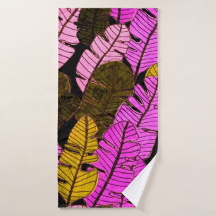 Seamless pattern with hand drawn tropical leaves.  bath towel