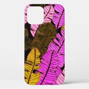 Seamless pattern with hand drawn tropical leaves.  iPhone 12 case
