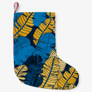 Seamless pattern with hand drawn tropical leaves. small christmas stocking