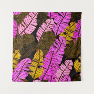 Seamless pattern with hand drawn tropical leaves. tapestry