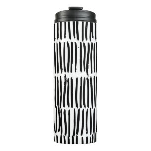 Seamless pattern with hand drawn vertical elements thermal tumbler