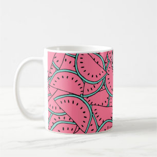 Seamless pattern with hand drawn watermelons. coffee mug