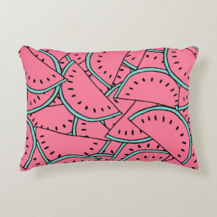 Seamless pattern with hand drawn watermelons. decorative cushion