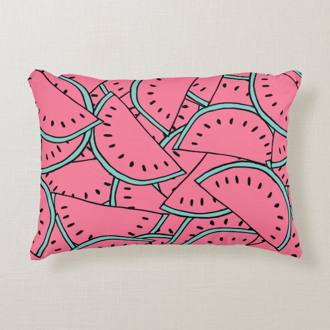 Seamless pattern with hand drawn watermelons.  decorative cushion (Front)