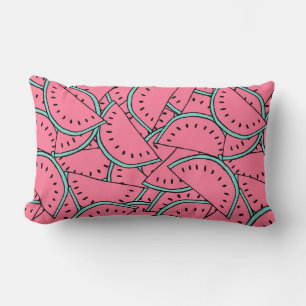 Seamless pattern with hand drawn watermelons.  lumbar cushion