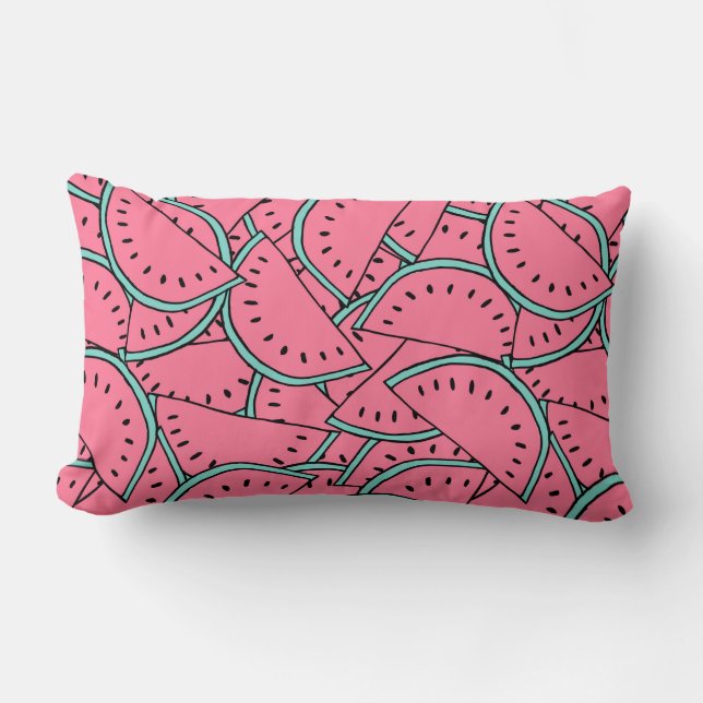 Seamless pattern with hand drawn watermelons.  lumbar cushion (Front)