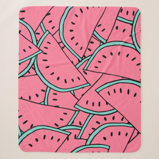 Seamless pattern with hand drawn watermelons.  sherpa blanket (Front)