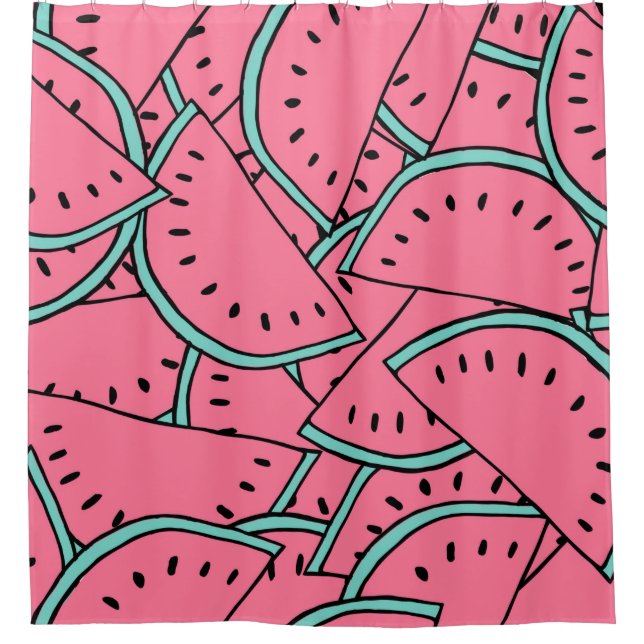 Seamless pattern with hand drawn watermelons.  shower curtain (Front)