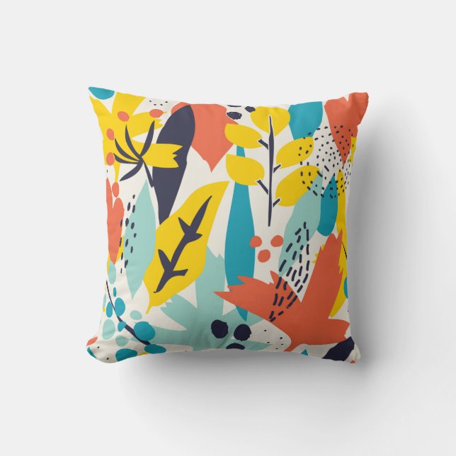 Seamless pattern with hand painted flowers and lea cushion (Front)