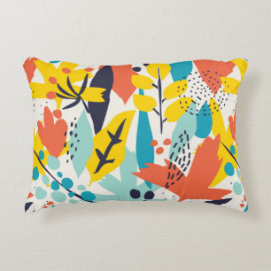Seamless pattern with hand painted flowers and lea decorative cushion