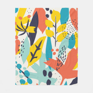 Seamless pattern with hand painted flowers and lea fleece blanket