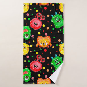 Seamless pattern with hand painted watercolor cute bath towel