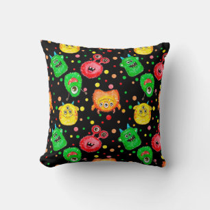 Seamless pattern with hand painted watercolor cute cushion