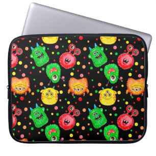 Seamless pattern with hand painted watercolor cute laptop sleeve