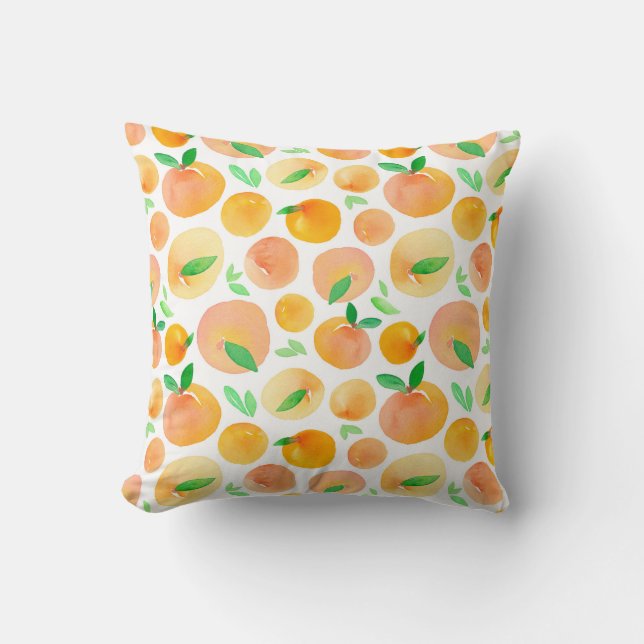 Seamless pattern with hand painted watercolor peac cushion (Front)