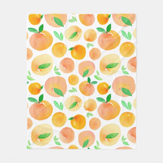 Seamless pattern with hand painted watercolor peac fleece blanket (Front)