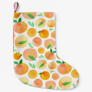 Seamless pattern with hand painted watercolor peac small christmas stocking