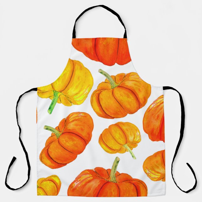 Seamless pattern with handdrawn watercolor orange  apron (Front)