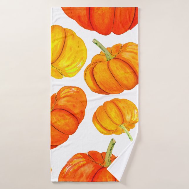 Seamless pattern with handdrawn watercolor orange  bath towel (Bath Towel)