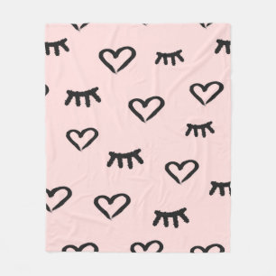 Seamless pattern with hearts and closed eyes fleece blanket