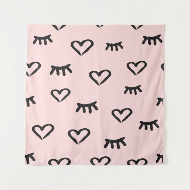 Seamless pattern with hearts and closed eyes tapestry (Front)