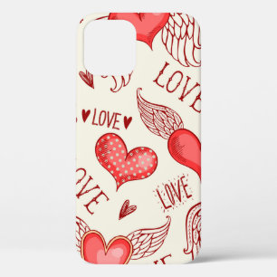 Seamless pattern with hearts. Happy Valentine's Da iPhone 12 Case